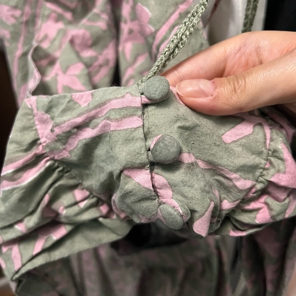 REVOLVE Cleobella Paola Ankle Asymmetrical Ruffle Dress Border Print Size Medium - Picture 7 of 16